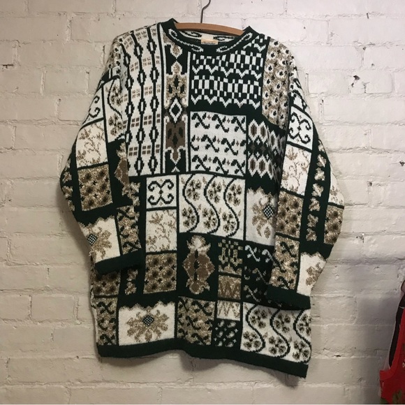 huntington ridge Sweaters Vintage Huntington Ridge Green And Gold Sweater Poshmark